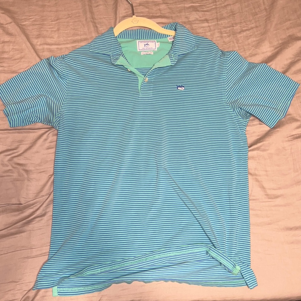 Southern Tide Men’s Small Polo. Blue and Green